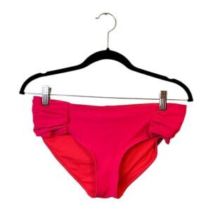 Aerie Women's Neon Pink Ruched Side Bikini Bottom Size L